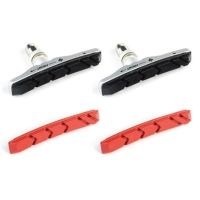 Klocki hamulcowe CLARKS CP513, 72mm, Obudowa aluminiowa, Warunki Suche i Mokre, MTB, XTR V-brake, Czarne + 2x wkładki czerwone