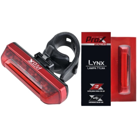 Lampa tył PROX LYNX COB led 30 Lm, 500 mAh, USB lampka rowerowa